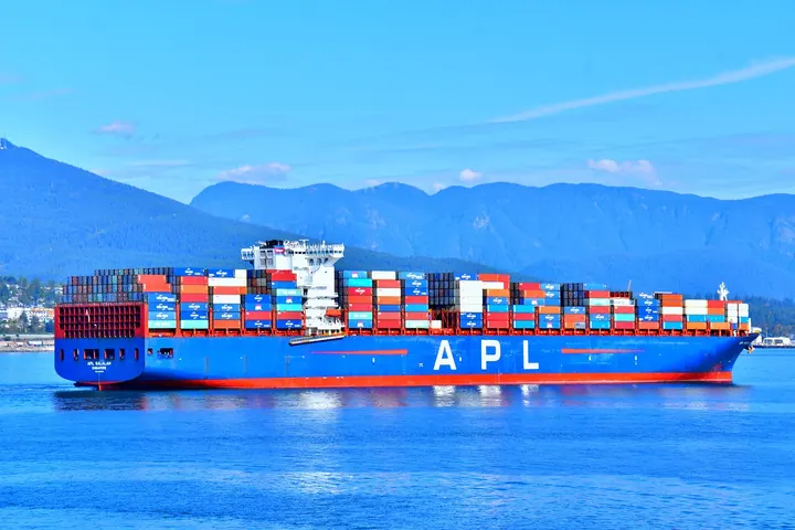 Container ship at sea